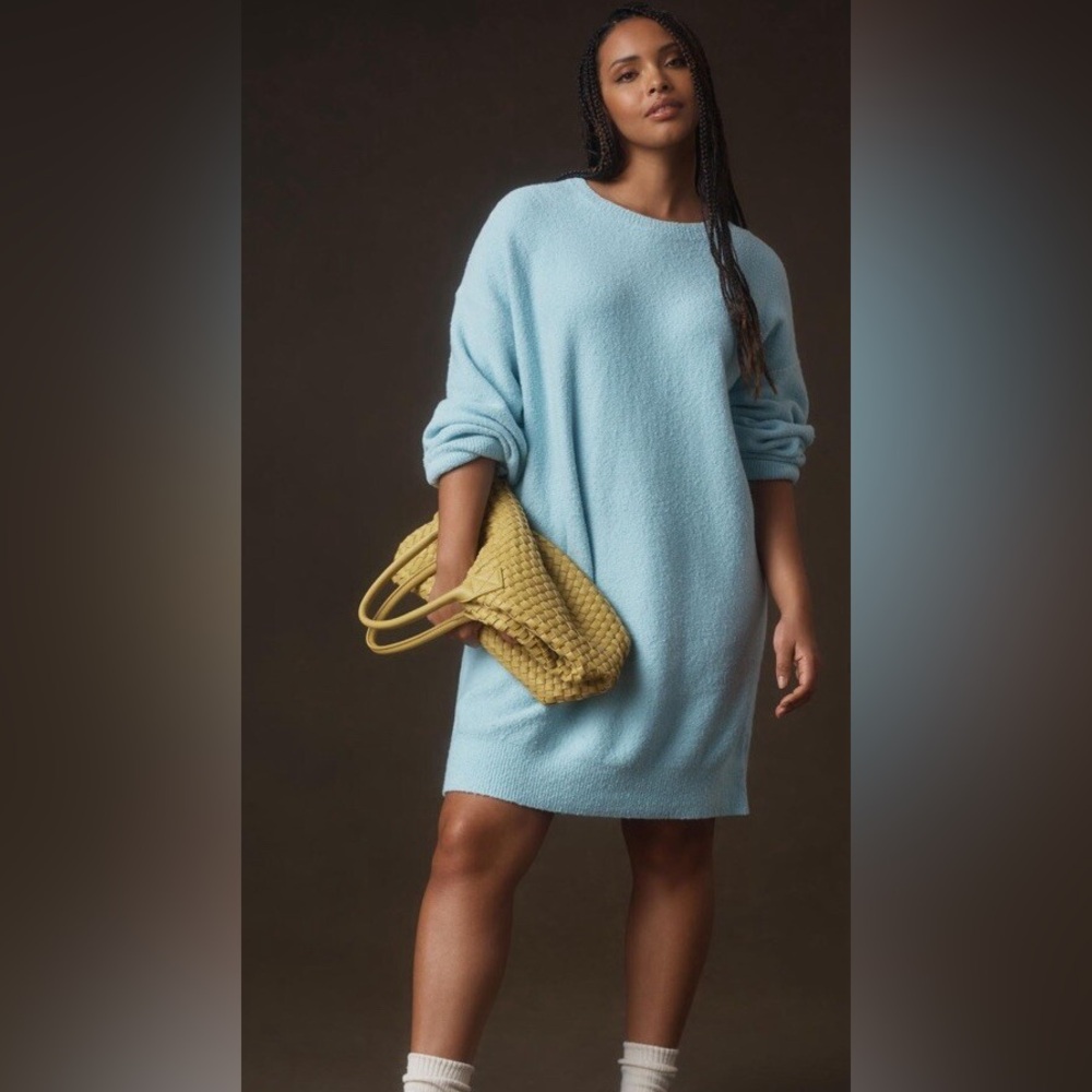 Anthropologie Long-Sleeve Sweater Mini Dress Size M Runs big like Size L